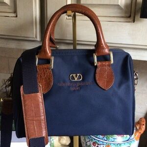 Valentino Garavani Sport Navy Leather 2 Way Bag